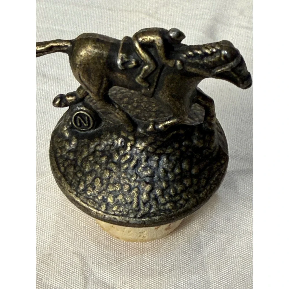 Blanton's Bourbon Horse Bottle Stopper Letter N Bronze Tone Metal Jockey Cork
